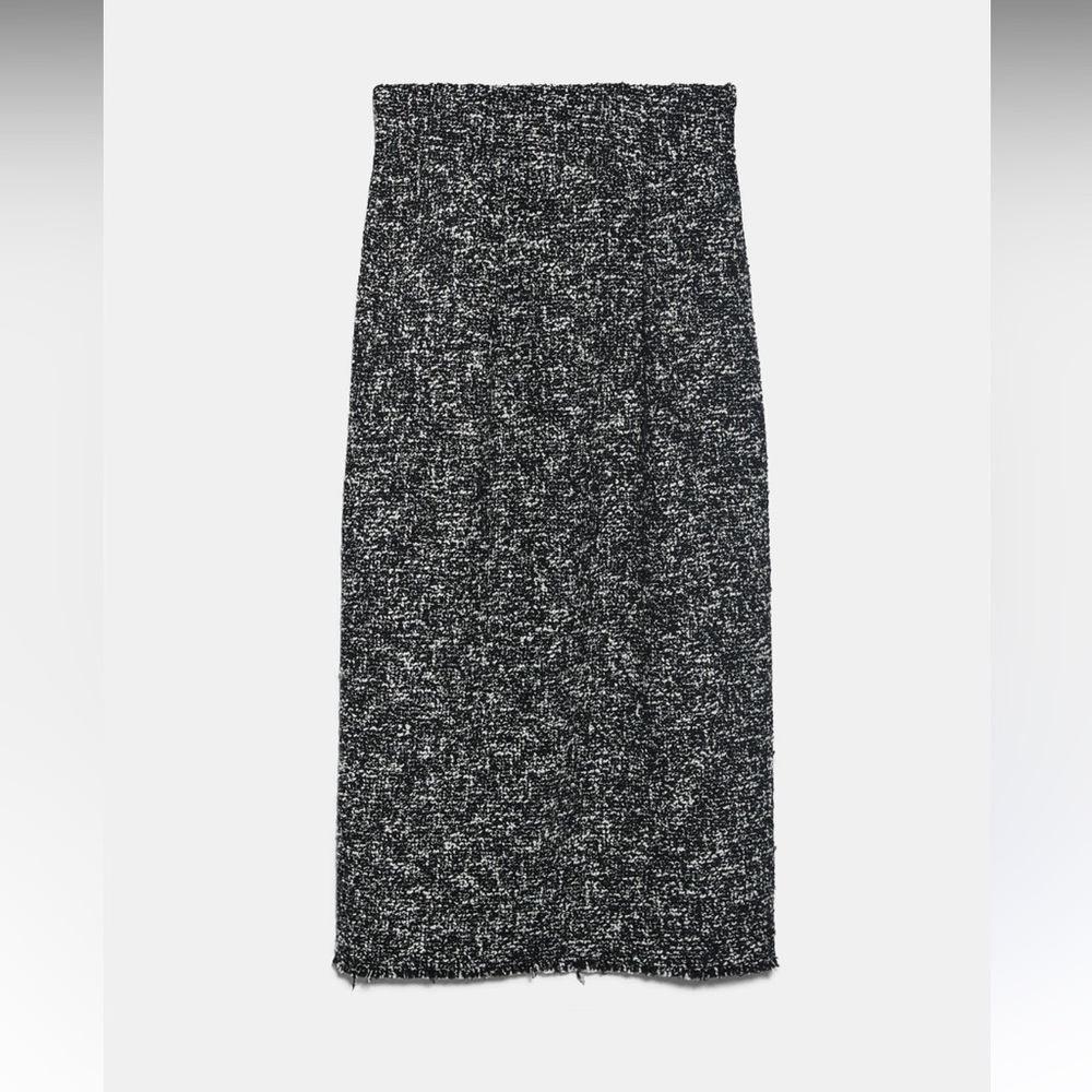 Zara textured tweed pencil skirt ankle length - Picture 5 of 12